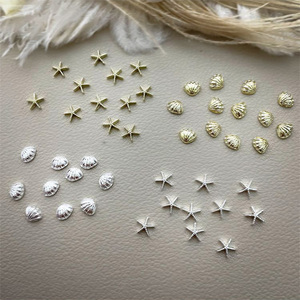 Mini Breloques Métalliques en Alliage Or et Argent pour Nail Art, Motifs Coquillages et Étoiles de Mer 3D Thème Océan Estival, Décoration de Manucure - Product Image 5