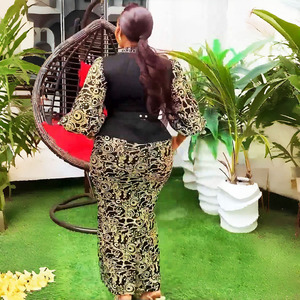 Abito Lungo <span class=keywords><strong>da</strong></span> Donna <span class=keywords><strong>Oversize</strong></span> a Vita Alta con Paillettes per Feste ed Eventi Serali - Product Image 2