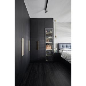 <span class=keywords><strong>Armoire</strong></span> noire pleine hauteur Prima avec portes à fermeture douce et design minimaliste à tons sombres pour chambres modernes - Product Image 3
