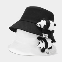 RJ Gorro de Pescador de Felpa 3D de Panda de Dibujos Animados, Lindo, de Verano, Casual, Deportivo, Liso, Accesorio de Moda para Viajes, Regalo, Venta al por Mayor