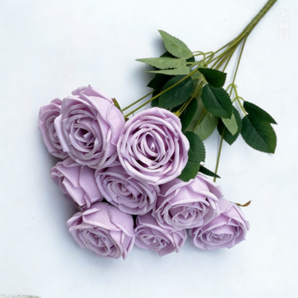 bouquet 9 têtes rose 47cm violet