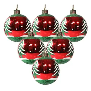 New Style Shiny Painted Christmas Tree Ornament Plastic Balls 6cm Christmas Balls Decoration Props