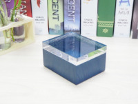 Conteneur de rangement pour accessoires de bijoux, cubique en acrylique, couleur marine, 4x5 pouces, organisateur à tiroir