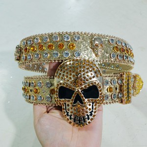 Boucle de ceinture large en alliage style punk rock avec strass brillants et motif tête de mort BB <span class=keywords><strong>Simon</strong></span> – Vente en gros - Product Image 4