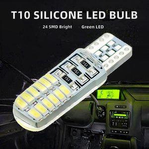 หลอดไฟ LED T10 รุ่นใหม่ สีเขียว ซิลิโคน 24 SMD 3030 LED สำหรับไฟอ่านหนังสือในรถยนต์ ไฟส่องป้ายทะเบียน ไฟจอดรถ - Product Image 2