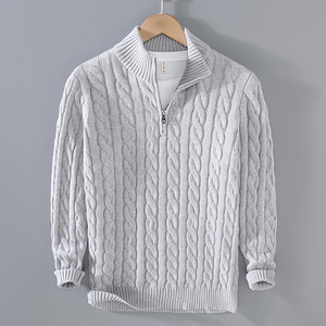 Maglione da <span class=keywords><strong>Uomo</strong></span> 100% Cotone Biologico Certificato GOTS con Collo Alto, Zip, Maniche Lunghe e Polsini <span class=keywords><strong>a</strong></span> <span class=keywords><strong>Costine</strong></span> - Product Image 5
