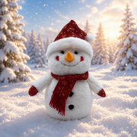 Peluche ultra douce en forme de bonhomme de neige avec chapeau, écharpe et moufles à flocons de neige dorés pour un cadeau de Noël