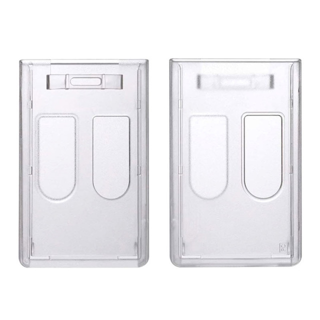 Wholesale Vertical Rigid PC Plastic 30mm Thick Clear Credit Card Holder Top Closure Thumb Slot Design for Office Work Badges