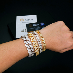 Бриллиантовые браслеты Miami Man 8-20 мм из 925 стерлингового серебра, Роскошные браслеты из моссанита и муассанита с отделкой из кубина, оптом - Product Image 3