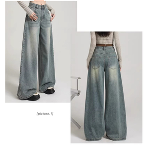 ZZH XZ2303 Jeans coupe droite pour femmes, pantalon long, adapté au printemps et à l'automne, polyvalent, amincissant, décontracté - Product Image 6