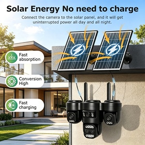 Cámara de tres ojos con energía solar, cámara PTZ cerrada de 16MP, cámara PTZ solar de 20MP, CCTV solar para exteriores 4G - Product Image 6