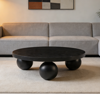 Table basse ronde moderne et minimaliste pour salon, table basse en bois avec pieds ronds en forme de boule, décoration d'intérieur, meubles, tables basses