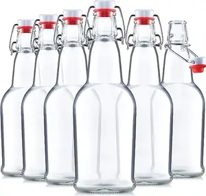 Toptan 250ml 500ml suyu su Kombucha şarap bira ile salıncak üst cam şişe tıpalar