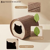 Niche pour chat cylindrique semi-fermée en feutre, avec griffoir intégré, pour toutes les saisons, nid de sommeil sécurisé