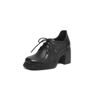 Zapatos de Plataforma Impermeables con Cordones Delanteros y Punta Cuadrada de Piel de Oveja de Alta Calidad, Zapatos de Moda Retro con Suela Suave, Clásicos Mary Jane - Product Image 1