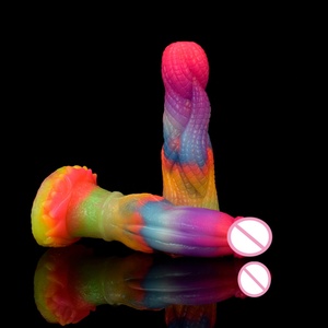 Top Selling YOCY-2117S AW13 Glow Dark <b>Dildo</b> Soft Colorful Realistic Penis for Man and Women Silicone <b>Dildo</b> Artificial Penis - Product Image 5