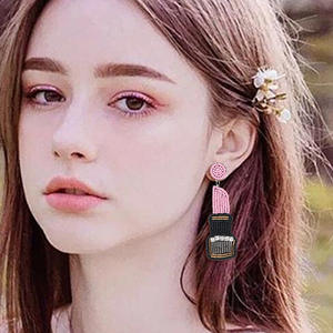 2025 nouveau bohème créatif rouge à lèvres riz perle boucles d'oreilles tissé à la main bijoux boucles d'oreilles saint valentin cadeau prêt à expédier - Product Image 6