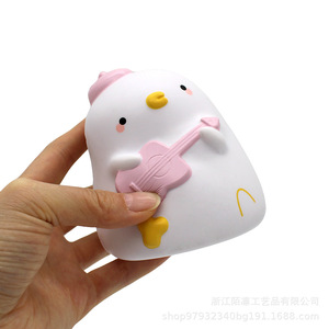 Cute Duck Shape Silicone <b>Squishy</b> Toy With Guitar Soft Stress Relief Promotional Gift - Product Image 1