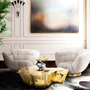 Muebles de lujo para el hogar Base de acero inoxidable dorado Silla de ocio individual nórdica Tela minimalista Sala de estar Silla individual - Product Image 2