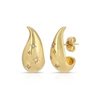 LOZRUNVE Boucles d'oreilles minimalistes en forme de dôme étoile porte-bonheur, en laiton plaqué or vermeil