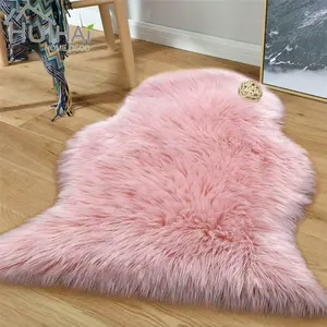 Tapis de sol en fausse laine en forme d'animal, accessoire doux et artificiel en peau de mouton, pour le salon, moquette