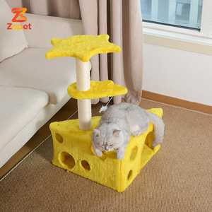 Arbre à chat en sisal avec tunnel, résistant aux griffures, anti-déchirure, peu encombrant pour petits espaces, avec lit - Product Image 6