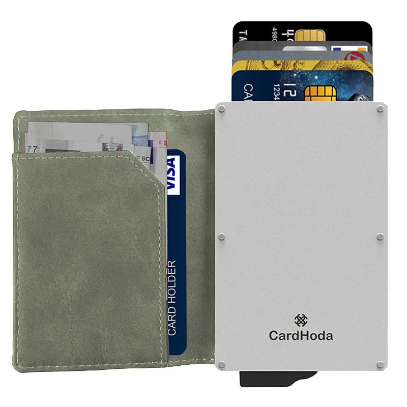 RFID минималистичный держатель для банковских карт алюминиевый кошелек мини черный деловой чехол для кредитных карт Противоугонный металлический PU короткий модный унисекс
