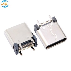 Conector USB Tipo-C Hembra de 16 Pines, Carcasa de Acero Inoxidable, Terminales de Soldadura, Compatible con Conectores Molex TE JAE JST para Carga de PCB - Product Image 3