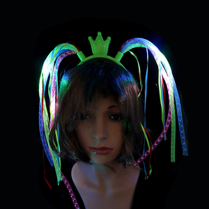 Accessoires de fête promotionnels : Perruque LED lumineuse, Bandeau lumineux multicolore blanc, Tresses LED lumineuses pour fête - Product Image 3