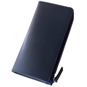 Japanese Style <b>Long</b> Clutch Genuine Leather <b>Wallet</b> Men's Zipper Opening Multi Card Slot RFID Protection 5 Inch Solid Color - Product Image 1