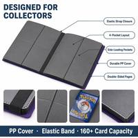 Álbum para Tarjetas Coleccionables Kaplo de 4 Bolsillos y 160 Tarjetas, con Carga Lateral, Correa Elástica y Cubierta Mate, para Tarjetas TCG y Deportivas
