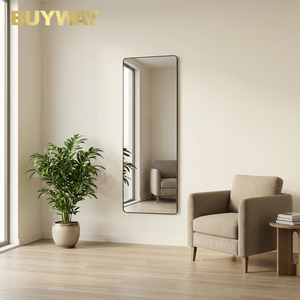 Espejo de Cuerpo Entero con Marco de Aleación de Aluminio y Esquinas Redondeadas de Plástico, Espejo de Pie para Dormitorio o Entrada - Product Image 3