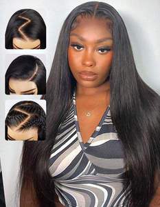 Peluca de Cabello Humano Lista para Usar, Pre-Desenredada, con Encaje HD, Estilo <span class=keywords><strong>Yaki</strong></span> Liso, Nudos Decolorados, Cabello Humano Vietnamita, Peluca Frontal de Encaje HD Sin Pegamento - Product Image 4