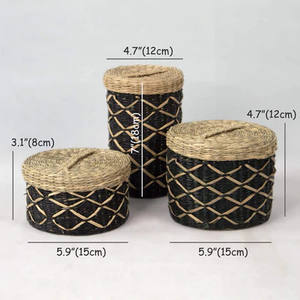 Cesta de algas marinas Cesta de mimbre de Jacinto Caja de algas marinas Almacenamiento Hecho en Vietnam Alta calidad Ecológico para la organización del hogar - Product Image 4