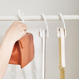 New Household Closet Organizer <b>Rod</b> Hanger <b>Plastic</b> Storage Rack with Hooks for Handbag and Purse Storage - Product Image 2