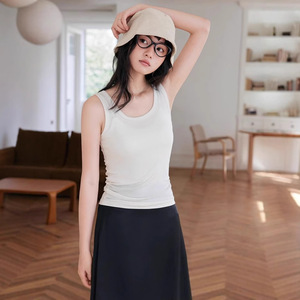 Nuovo Modello di Canotta in Tessuto Dobby di Lyocell, <span class=keywords><strong>Cotone</strong></span> e <span class=keywords><strong>Lana</strong></span>, Tinta Unita, Collo a O, Casual, Versatile, Alta Elasticità, Confortevole - Product Image 2