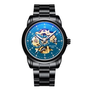 Montre mécanique squelette populaire pour homme, étanche 3 ATM, avec aiguilles lumineuses et design ajouré, style décontracté - Product Image 1