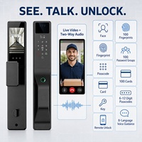 Serrure de porte intelligente Tuya WiFi 6068 avec caméra d'empreintes digitales, reconnaissance faciale 3D pour portes en bois, en acier inoxydable/acier (application Tuya)