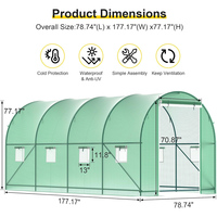 Serre-tunnel robuste avec 6 fenêtres en maille ventilée et porte enroulable à glissière