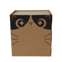 Maison pour chat amusante à gratter, en carton écologique ondulé, lit pour chat, impression d'avertissement pour chat, cabane de repos