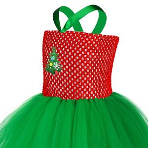 Costume de motif d'arbre de Noël vert unique pour enfants, robe <span class=keywords><strong>tutu</strong></span> de fille faite à la main pour la photographie - Product Image 3