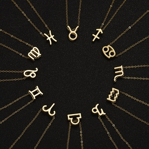 3 juegos de símbolos de moda cielo estrellado letras inglesas antiguas doce constelaciones collares conjunto signo de estrella del zodiaco al por mayor - Product Image 5