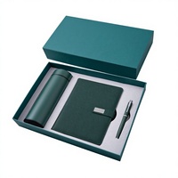Coffret Cadeau d'Affaires Moderne Minimaliste Vert Foncé en Métal avec Mug Intelligent Chauffant et Carnet – Design de Logo Créatif pour Fêtes de Remise de Diplôme