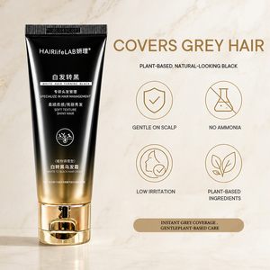 Crema <span class=keywords><strong>Colorante</strong></span> per <span class=keywords><strong>Capelli</strong></span> Neri a Base di Erbe, Senza Ammoniaca, Tinta Naturale da Bianco a Nero per Uomini e Donne, Nutriente e Duratura - Product Image 2