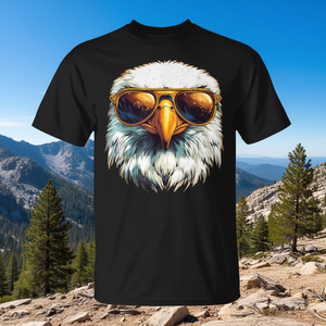 Camiseta gráfica Eagle Sunglasses unisex para adultos, talla mediana, cuello redondo de algodón negro - Product Image 3