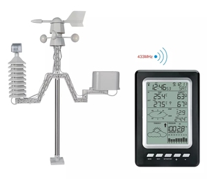 Station météo professionnelle avec vitesse de vent, jauge d'humidité et de pluie - Product Image 1