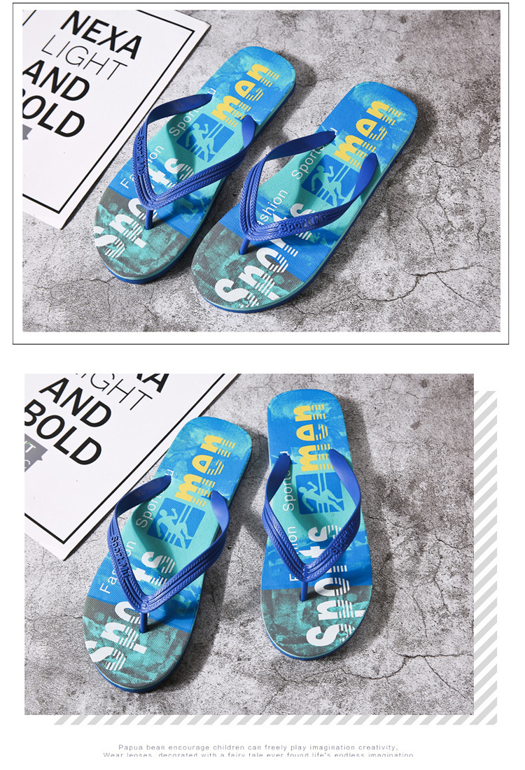 Custom Printing Rubber PE Filp Flops Two-color Monogram Print Flipflops Men Wholesale