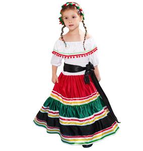 Ecowalson - Disfraz de Bailarina Folclórica Mexicana Tradicional de Jalisco para Niñas, Vestido Mexicano de Encaje para Niñas - Product Image 6
