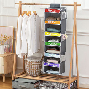 6-Shelf Weekly Clothes Organizer für Kinder Schul kleidung Organizer Kinder Montag bis Freitag Hanging <span class=keywords><strong>Closet</strong></span> Organizer Storage - Product Image 2