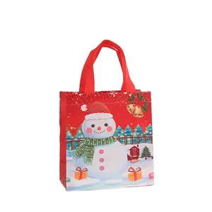 雪人圣诞礼品袋儿童糖果礼品袋卡通防水圣诞无纺布手提袋